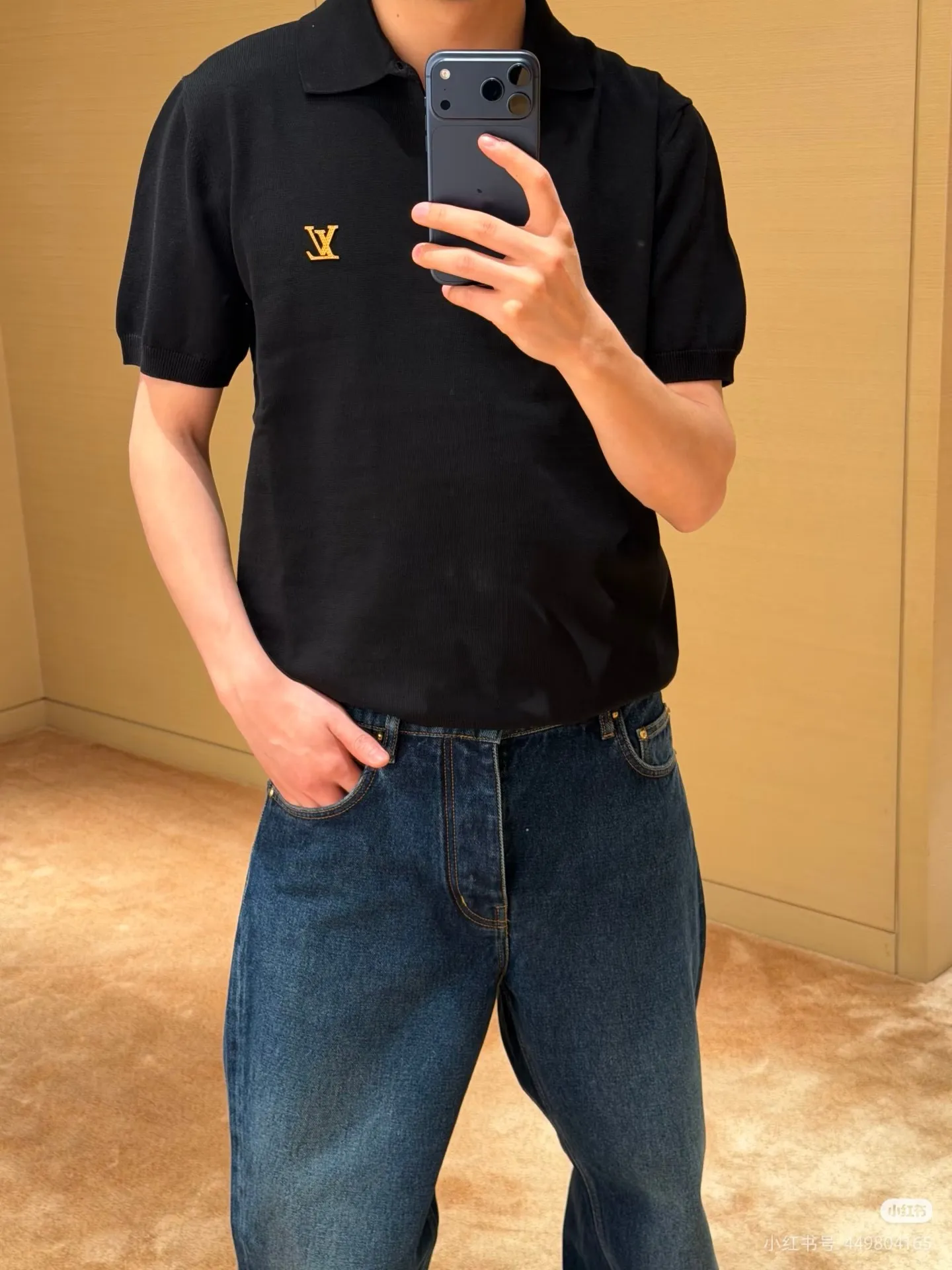 Louis Vuitton/Louis Vuitton logo knitted Polo short sleeves